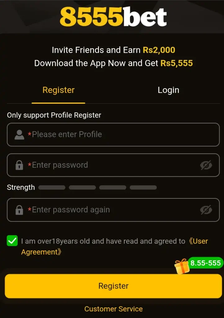 8555 Game Register Account